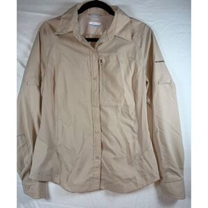Columbia Omni-Shade Womens Tan Ripstop Long Sleeve Hiking Shirt Size M outdoorsy